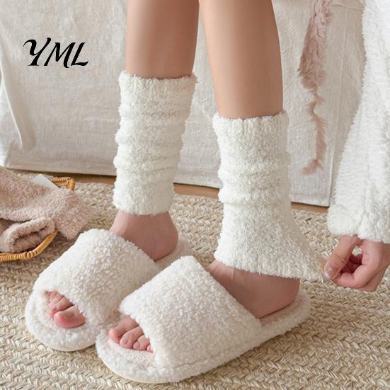 Thermal Cold Protection Socks Thickened Knee Sleeve for Women, Winter Warm Coral Fleece Leg Warmers, Breathable Autumn Home Essentials Pads