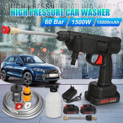 1500W 88VF Cordless High Pressure Car Washer Spray Guns Water Cleaner Rechargeable Electric Water Gun Foam Machine