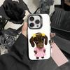 Goofy C-Dogs Big eyes Phone Case For iPhone17, 16,15,14,13,12 Pro Max Black Candy Matte Shockproof Cover