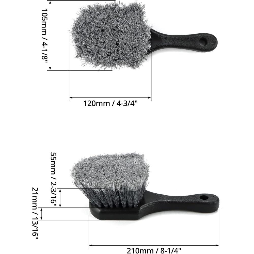 Short Handle Tire and Wheel Brush for Car Rim, Soft Bristles for Gentle Washing, Efficiently Cleans Tires