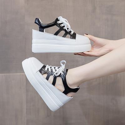 Shoes Women's Summer 2025 Platform Sandals Women's Casual Muffin Inner Height Increase Women's Shoes Hollow Breathable Korean Version Fashion