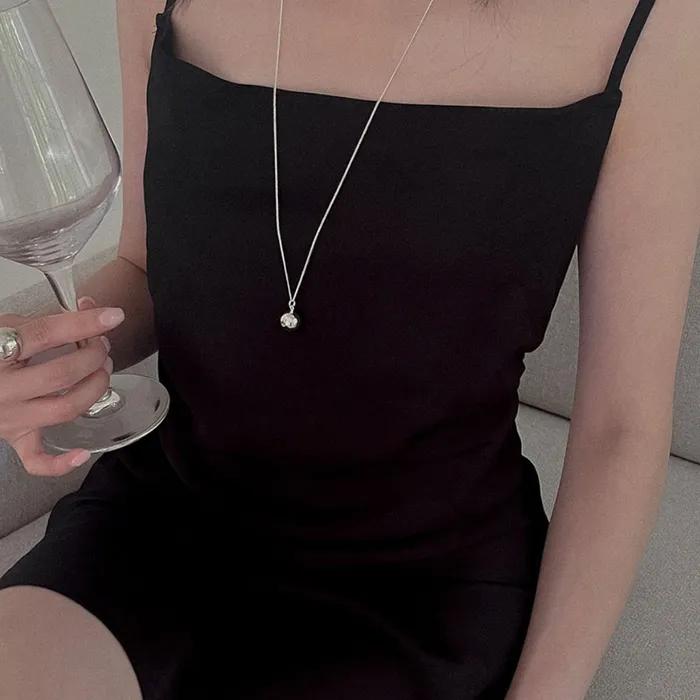silver925 silver ball long necklace (2color)