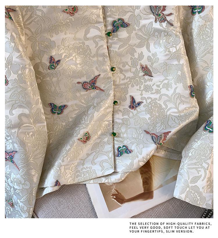 Spring & Autumn Women's Tang Suit Cardigan with Pan Buckle & Embroidery