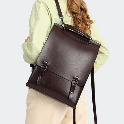 Vintage Cowhide Genuine Leather Backpack For Women  Trend Designer Travel School Bags