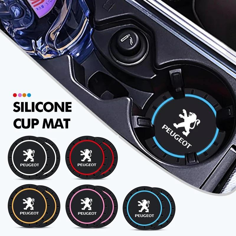 2 szt. mata pod kubek samochodowy materiał PVC wodoodporna miękka i łatwa do czyszczenia antypoślizgowa podstawka pod napoje odpowiednia do samochodów Peugeot