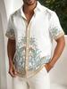 [Print Design - Not Textured] Men'S Position Print Short Sleeve Single Button Casual Summer Shirt, Men'S Beach Shirt, Men'S Vacation Shirt