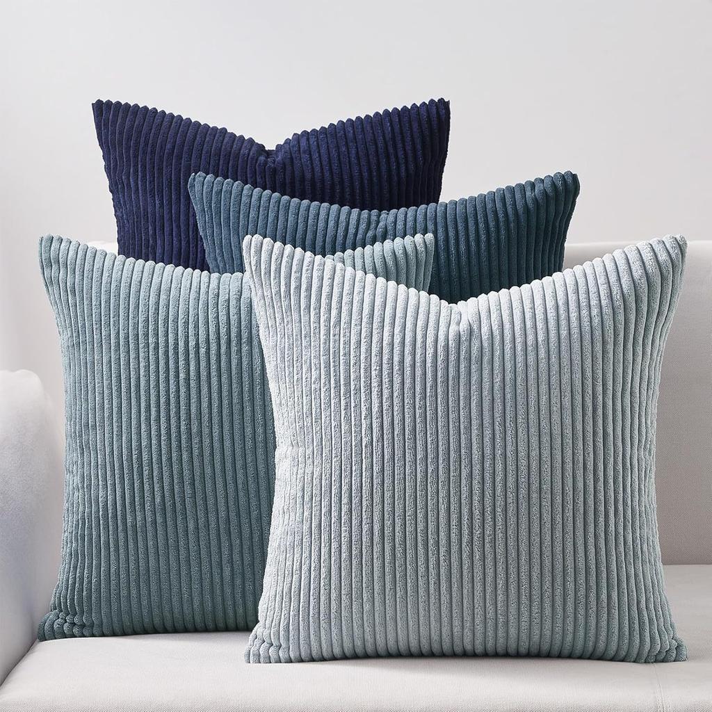 4-Piece Boho Farmhouse Throw Pillow Covers, Modern Nordic Cushion Covers, Soft Corduroy (Pillowcases Without Inserts)