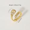 Golden Plated Cuban Link Open Adjustable Ring with Synthetic Zircon Buckle for Women Trendy Statement Jewelry Gift