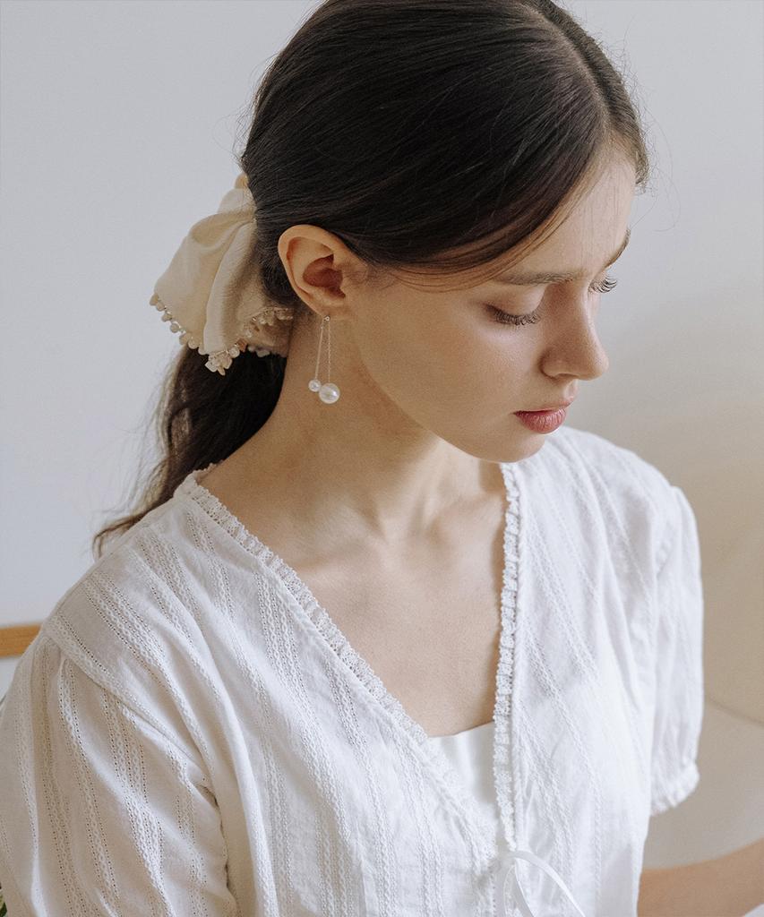 Has Hml009 Pearl Drop Chain Earrings