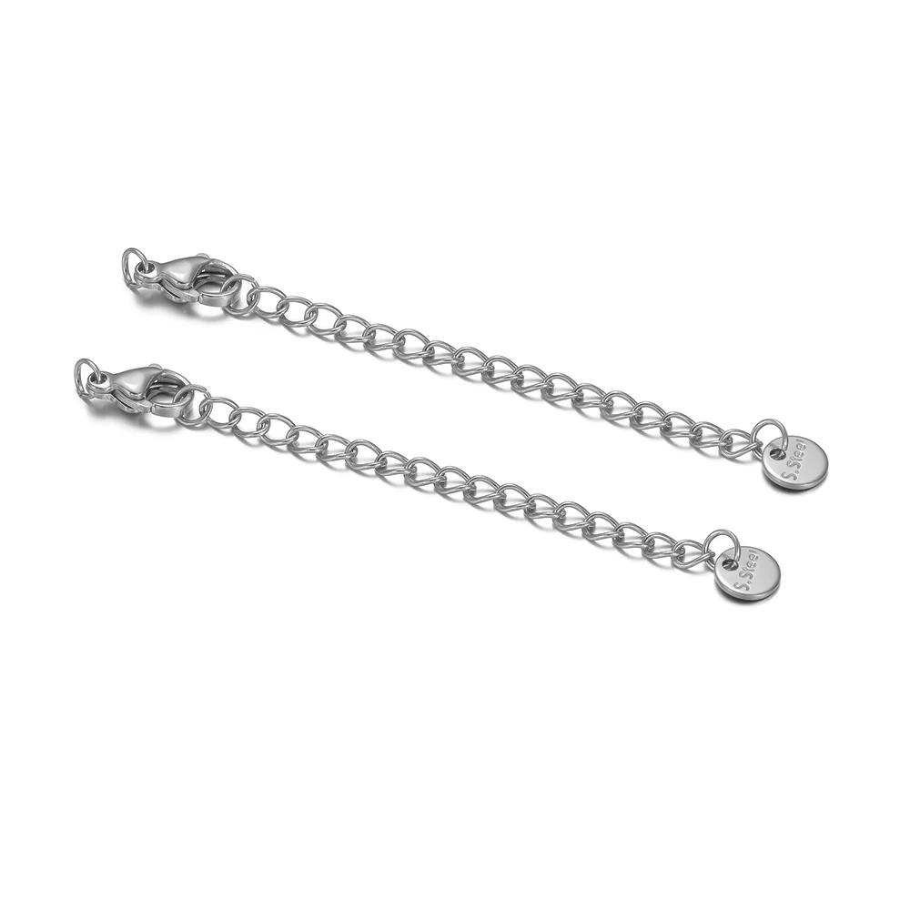 10pcs Stainless Steel Lobster Clasps 5cm Extension Extended Tail Chains for DIY Jewelry Making Bracelet Necklaces Connectors