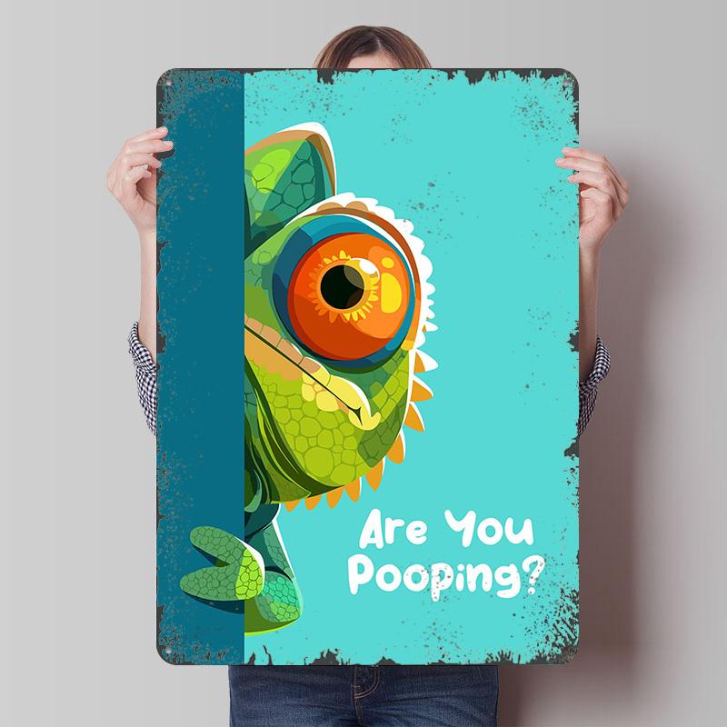 

Cartoon Chameleon With Funny Text Poster Customized Wall Art Vintage Metal Signs Retro Tin Plaque for Man Cave Decoration Gaming 7.9x11.8In(20x30cm)