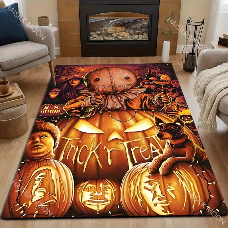 Horror Doll Halloween Decor Carpet for Living Room Bedroom Bedside Floor Mat Cloakroom Area Rug Creative Doormat for Gifts