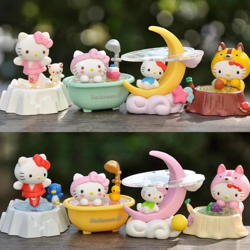 New Blind Box 8 Assembled Dolls Moon Forest Cat Skating Cute Duck Bathtub Scene Holiday Surprise Birthday Gifts For Girls
