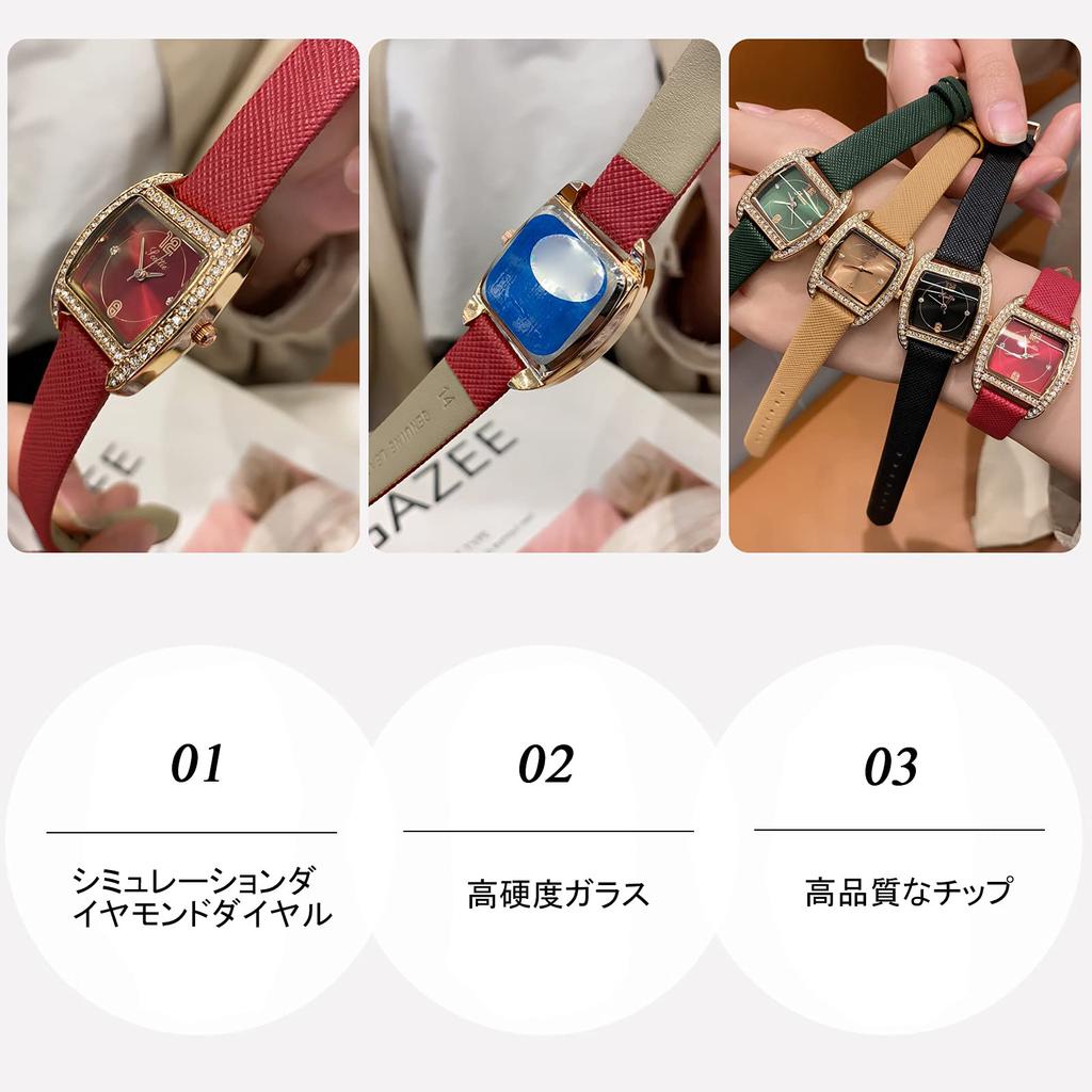 RORIOS Watch Square Face Waterproof Diamond Glitter Made In Japan Quartz Mesh Band Elegant Watch Casual Commuting To School Watch Green B Women's