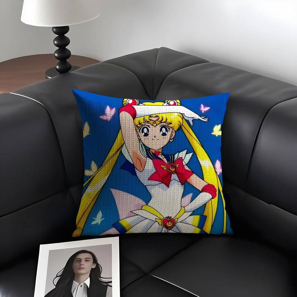 

SSailor MoonN Anime Cushion Cover Natural Linen Organic Fabric DoubleSided Printing Sofa Home Decor Gift Pillow Case 30x30cm