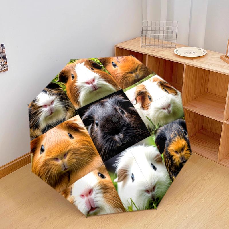 1 Stück Automatischer Faltregenschirm - Meerschweinchen-Muster, Tragbares & Faltbares Design mit 8 Speichen, Weihnachts-Geburtstagsgeschenke