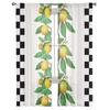 Lemon Fruit Retro Plaid Sheer Curtains Window Tulle Curtains For Living Room Bedroom For Kitchen Veiling Curtains Decoration