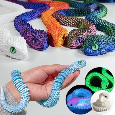 3D Printed Articulated Snake Fidget Toy Realistic Movable Joint Snake Action Figure Stress Relief Desk Decor Animal Model Gift