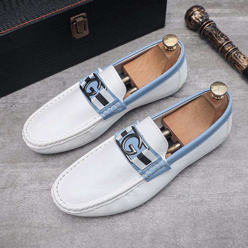 Doudou shoes men's 2025 new summer men's shoes trend casual lazy one pedal social guy shoes white