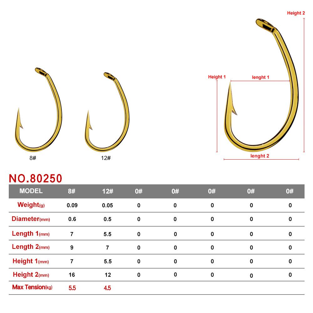 PRO BEROS crochet volant en acier à haute teneur en carbone crochet volant crochet nu 8 #12 # crochet à cheveux volants crochet simple en or
