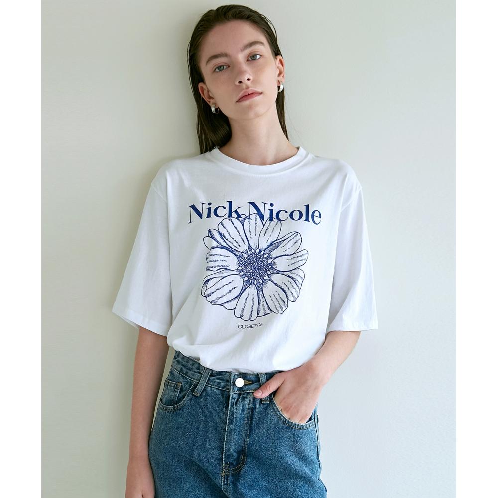 

NICKNICOLE Flower Nicole Half TeaBlue