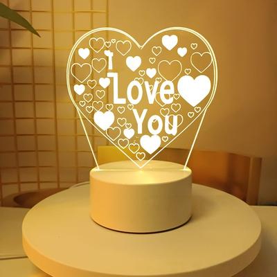 1pc Pink Light Loveyou 3D Night Light, Sweet Show Love LED Light, Bedroom Room Decoration, Atmosphere Light
