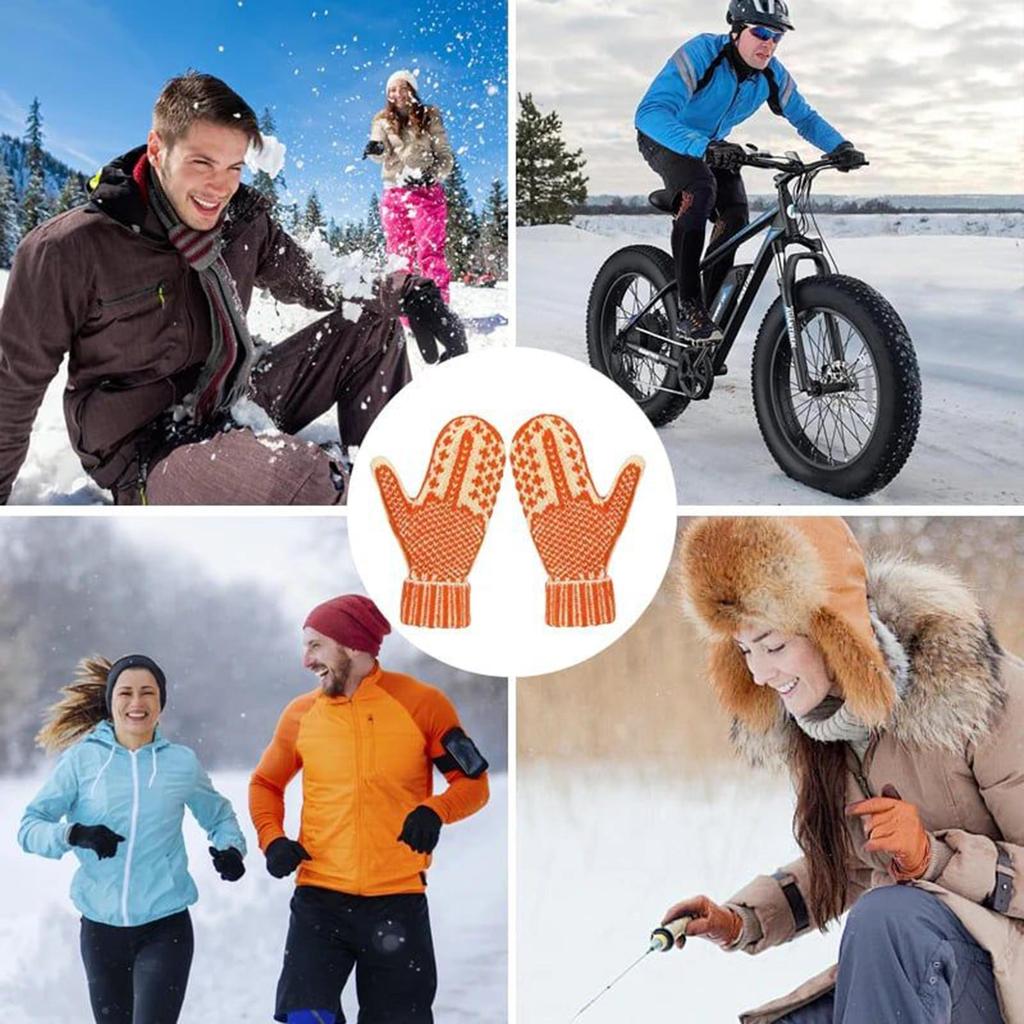 1pair Mittens Funny Middle Finger Gloves Winter Knit Warm Novelty Orange Knitting Pattern Gag Gift