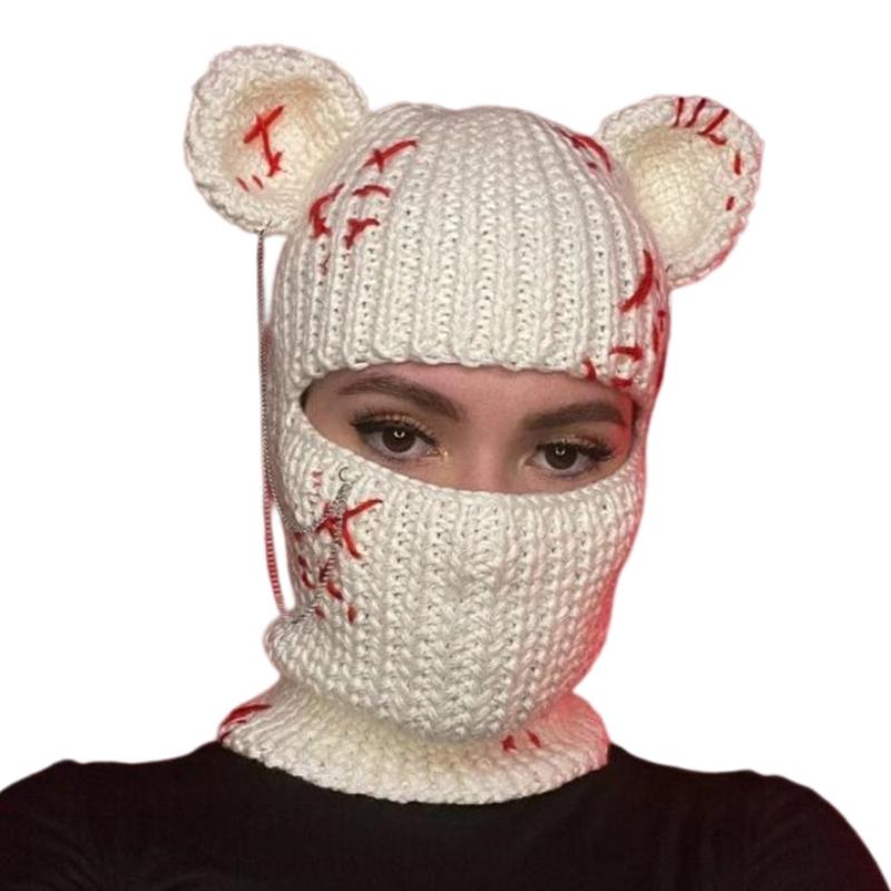 Rainbow Balaclava Hat Funny Crocheted Hat for Women Men Cosplay- Picture Props