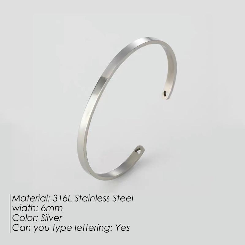 St. Delan Smooth Titanium Steel Couple's Open Bangle - European & American Fashion Jewelry