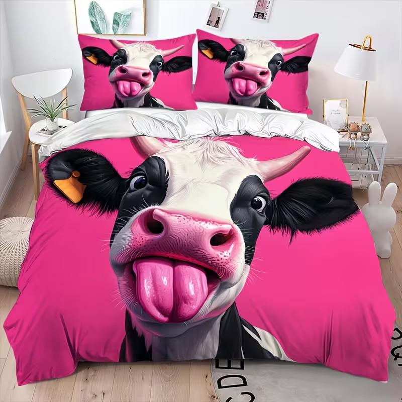 

Funny Cow Bedding Set Animal Down Duvet Cover Queen King Single Duvet Cover Pillowcase 2/3pc Gift Soft Bedroom Decoration DE 100x135cm