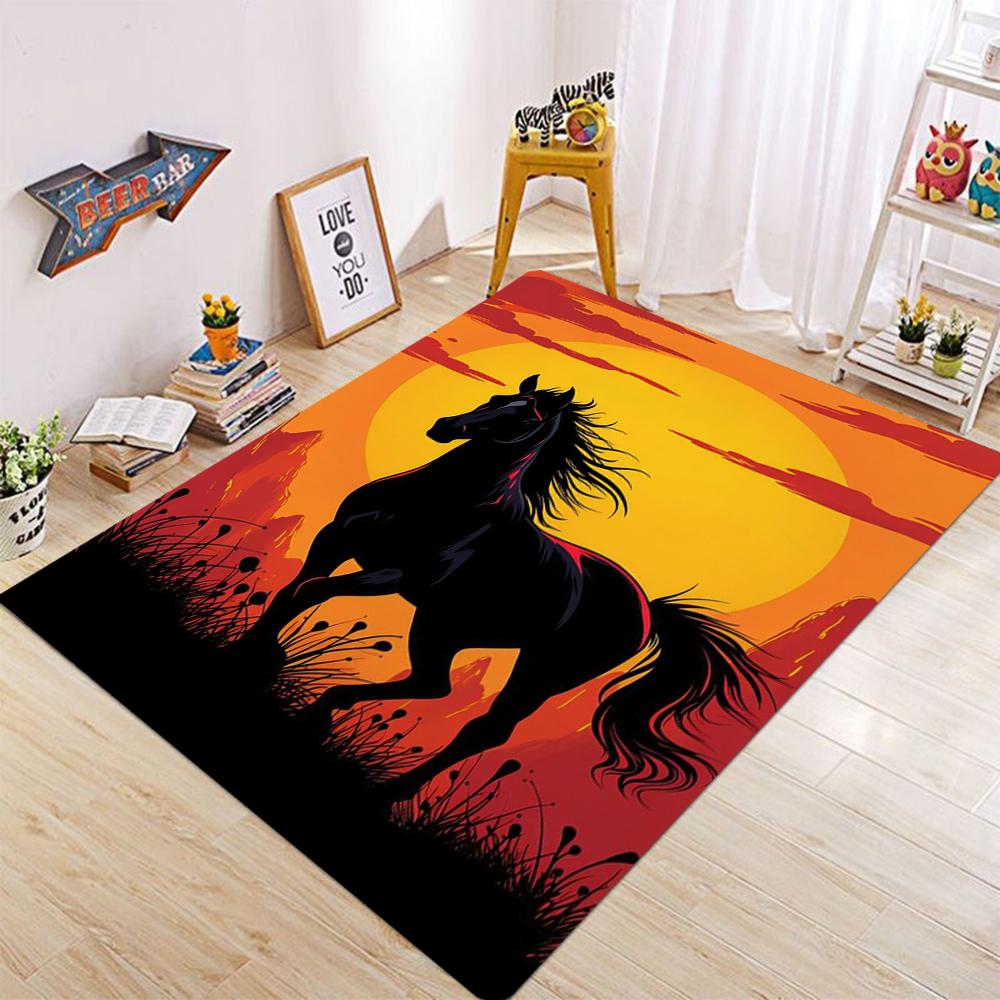 Vintage Oil Painting Horse Carpet Mat Anti Slip Floor Mats for Art Design Living Rooms and Bedrooms Colorful Home Decor Carpet