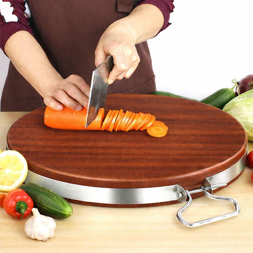 Authentic Antibacterial Ironwood Round Cutting Board - Solid, Non-Stick, and Anti-Mildew for Home and Commercial Use.
