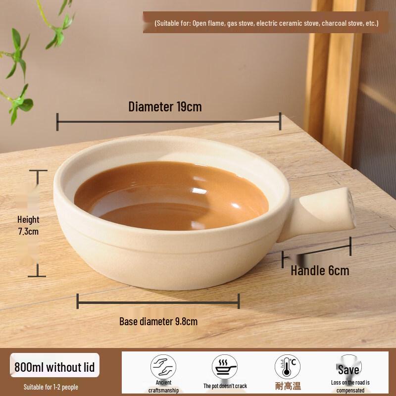Single Handle Ceramic Claypot Rice Casserole