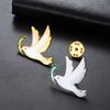 Dawapara Dove of Peace Brooch Animal Bird Dove with Olive Enamel Pin Stainless Steel Accessories for Men Women