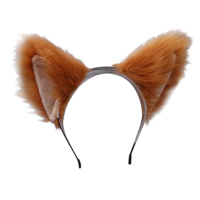 A52E Furry Cats Ear Headbands Plush Anime Hair Hoop for Halloween Cosplays