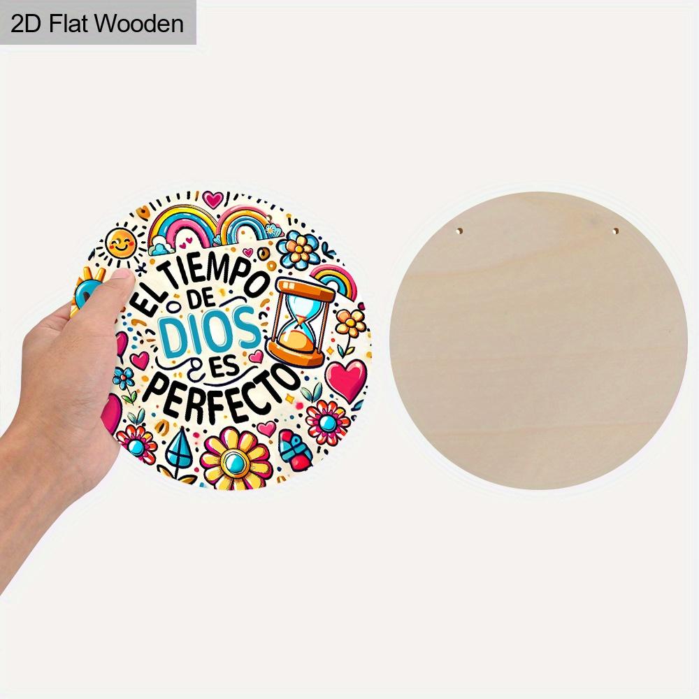 DIOS Wooden Sign with Spanish Bible Scriptures - Round Sign for Front Door, Wall, Room Hanging Decor - Ideal Home Hanging Ornament