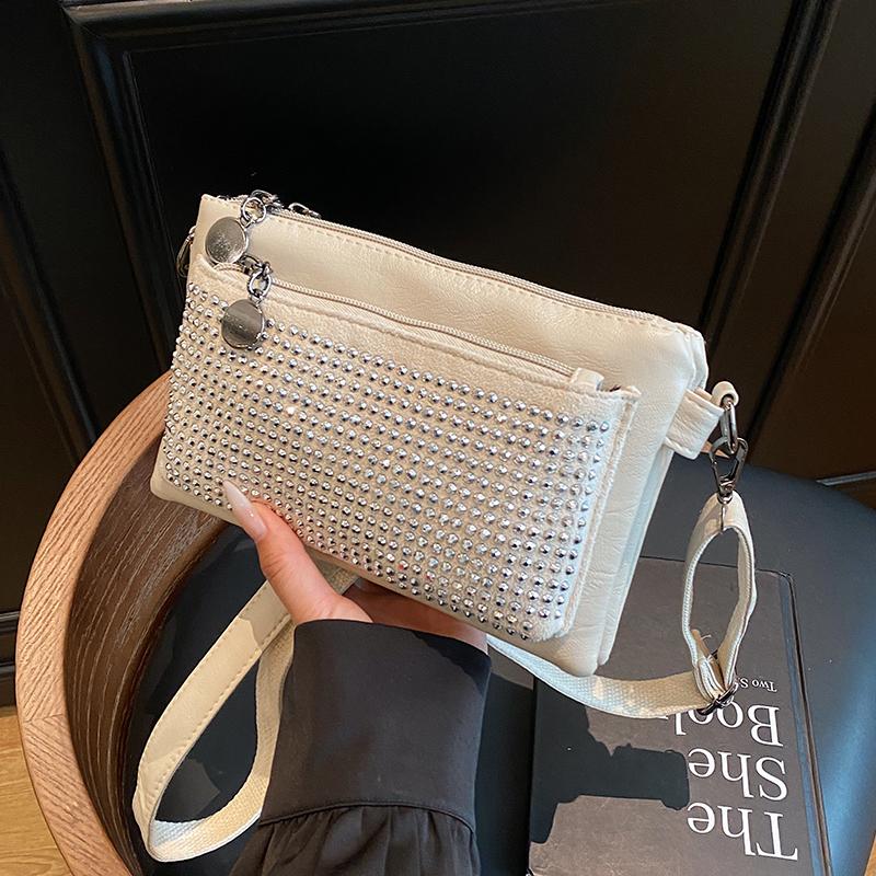 Women's Small Square Bag With Diamonds Shoulder Crossbody Bag