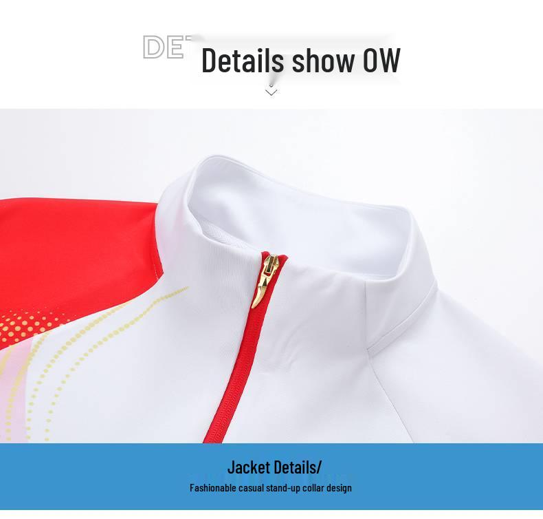 Chinese Team Wind Sports Quick-Dry Three-Piece Set: Short-Sleeved Stand-Collar Jacket, White Long Pants for Opening Ceremony Coaches.