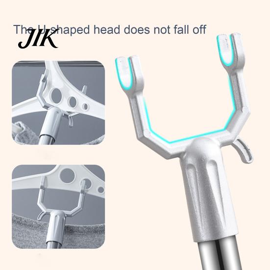Adjustable Clothes Hanger Stand Pole Stainless Steel U-shaped Fork Retractable Telescoping Rod Hook for Hanging Heavy-duty Garments Strong Load