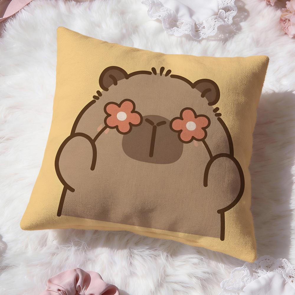 Hot Capybara Cushion Cover Soft Washable Pillow Case Multi-Scene For Couch Bed Travel Office Use