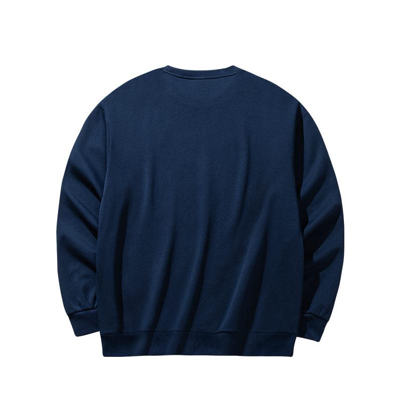 Anta Lifestyle Series Pullover Round Neck Letter Logo Breathable Sports Long Sleeve Sweatshirt Men Sweatshirt Dark-Blue 952448709-2
