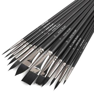 Set di pennelli per artisti di 12 pennelli artistici per acquerello acrilico guazzo tela olio e pittura a tempera set per principianti per studenti