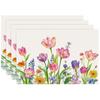 Of 4/6 Tulip Flower Placemats Featuring Watercolor Floral Designs, Perfect for Kitchen Dining And Home Party Decoration, Measuri