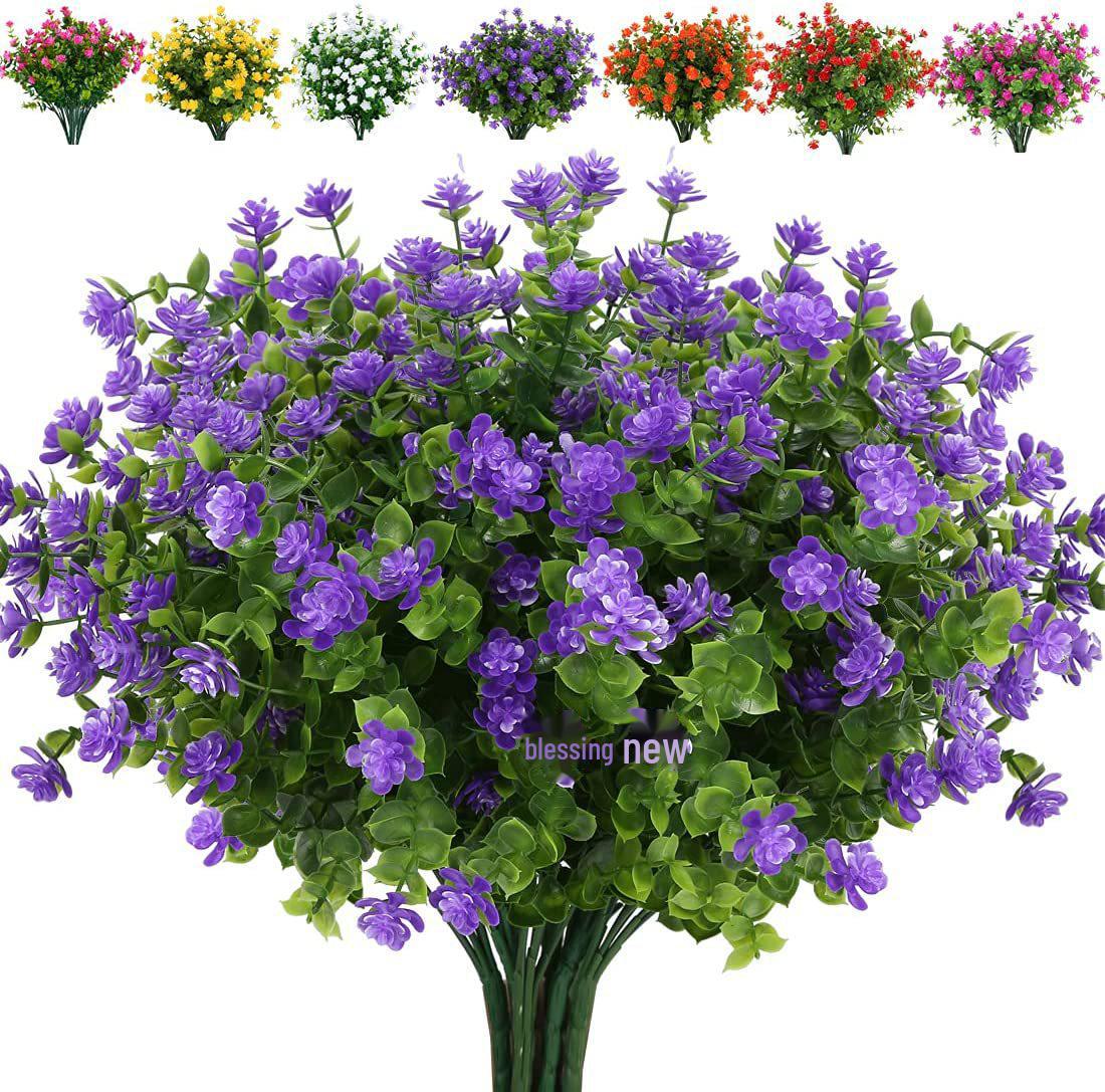 

Искусственная цветочная композиция из эвкалипта и камелии для украшения улицы фиолетовый