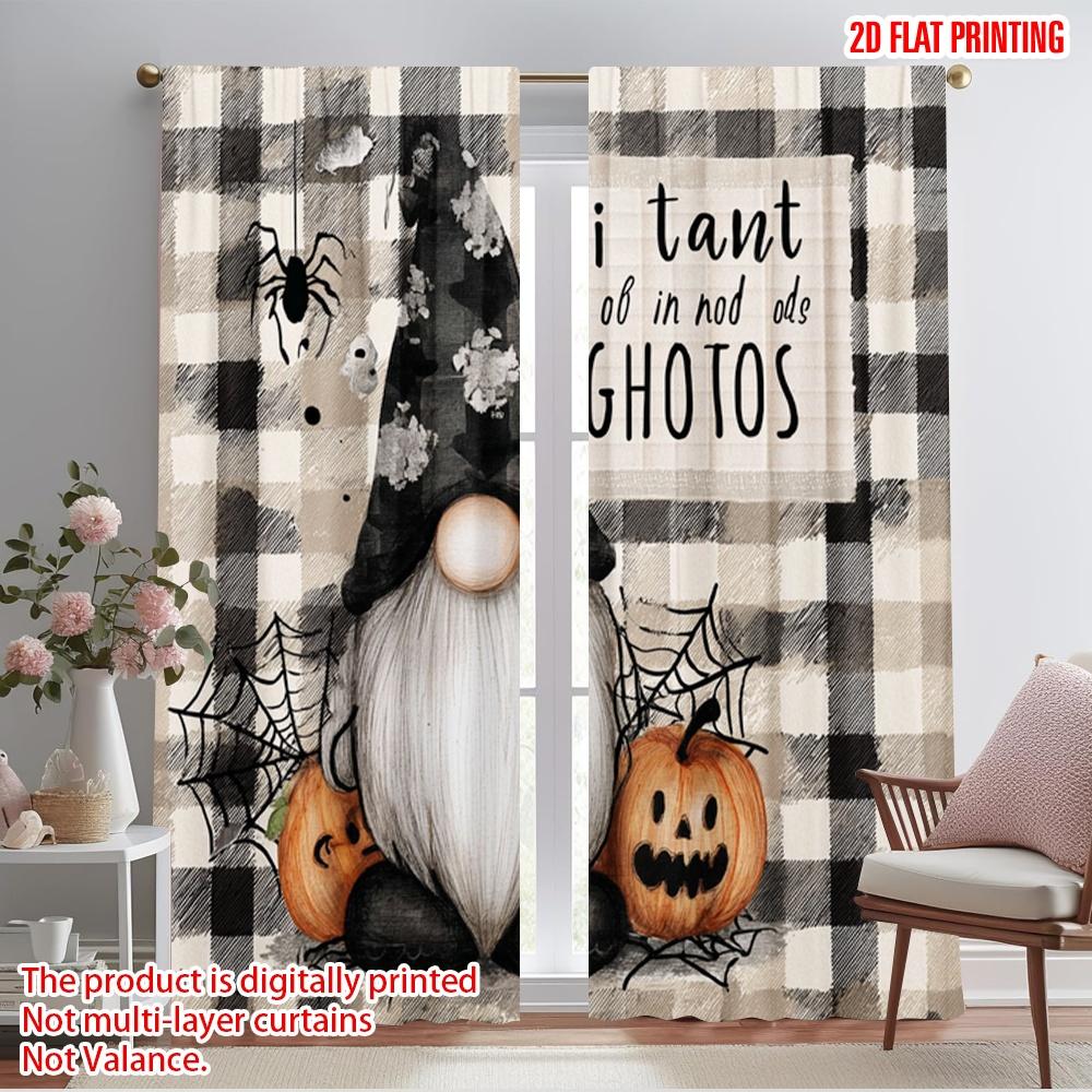 

2pcs,2D plane printing Light Filtering Curtains A Variety of Halloween Pumpkin2 Polyester Easy Install (without rod) Home Decor 52.50×116.00 CM 2pcs
