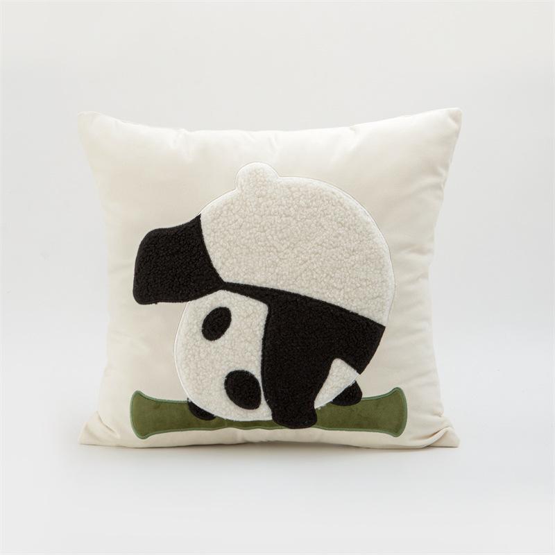 

45x45cm Panda Pillowcase Cute Bamboo Garden Embroidered Cushion Cover Green Series Sofa Pillow Cover Living Room Decor 45X45CM