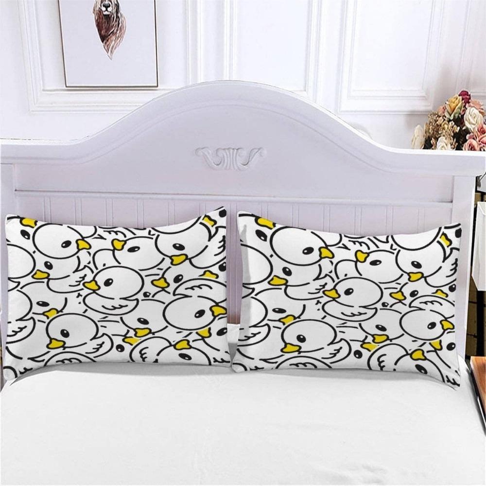 Ente Niedlich Bettbezug Flauschig Hypoallergen Bettwäscheset 3-teilig Teenager Jungen Mädchen Mikrofaser Bettset Zimmerdekoration Bettbezug