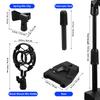 OSALADI Adjustable Desktop Microphone Stand with Microphone Arm and Universal Mic Adjustable Angle and for Audio Live and Recording Clip, Height,