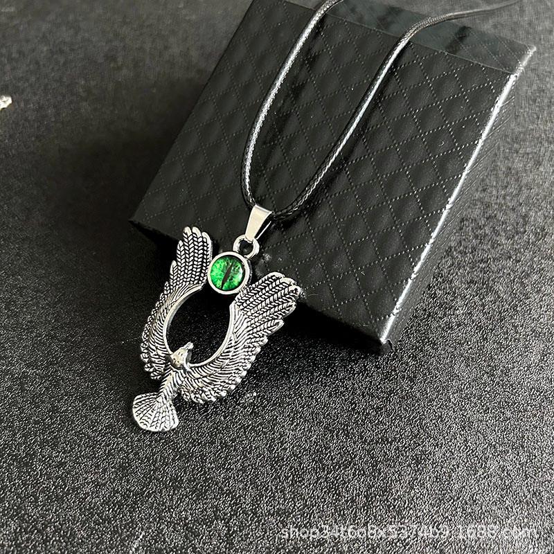 Retro Devil's Eye Pendant: Winged Eagle Stainless Steel Necklace for Men