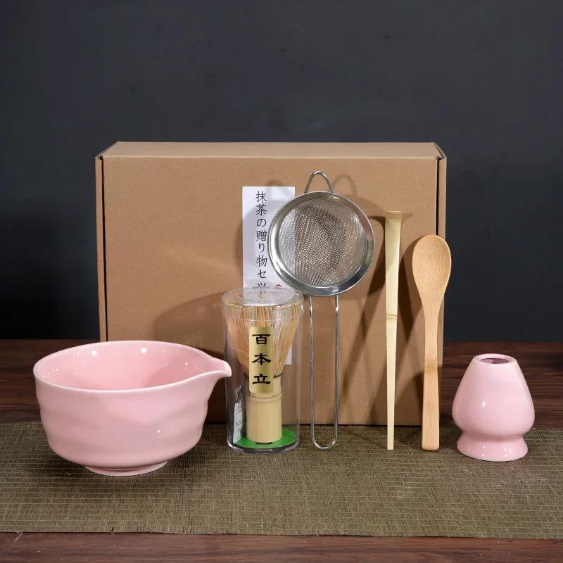 Set de ceai Matcha ceramic japonez de înaltă calitate 4-7 buc/set Cutie cadou Matcha Set de ceai Matcha cu tel și bol Râșniță somptuoasă Pensulă Instrumente de ceai Suport